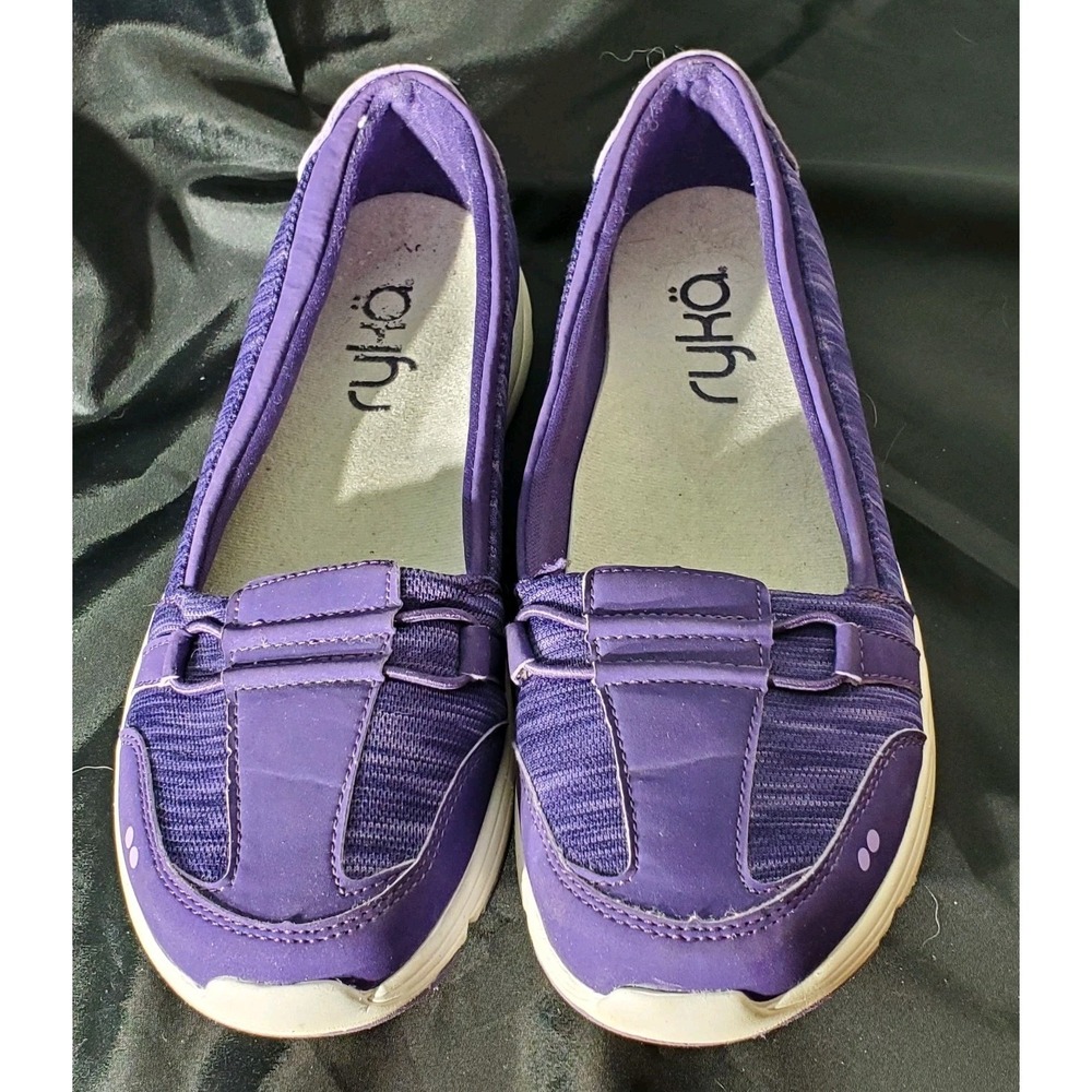 Ryka Womens Jenny Slip On Memory Foam Comfort Purple White Loafer US 9M